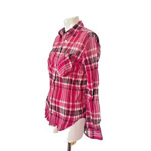 ❤RALPH LAUREN Shirt Womens XS Plaid Gauze Cotton 90's Cowgirl Nirvana Grunge EUC
